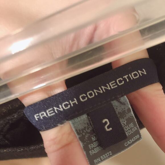 French Connection Black Gold Glitter Mini Skirt Size 2 - Picture 4 of 6